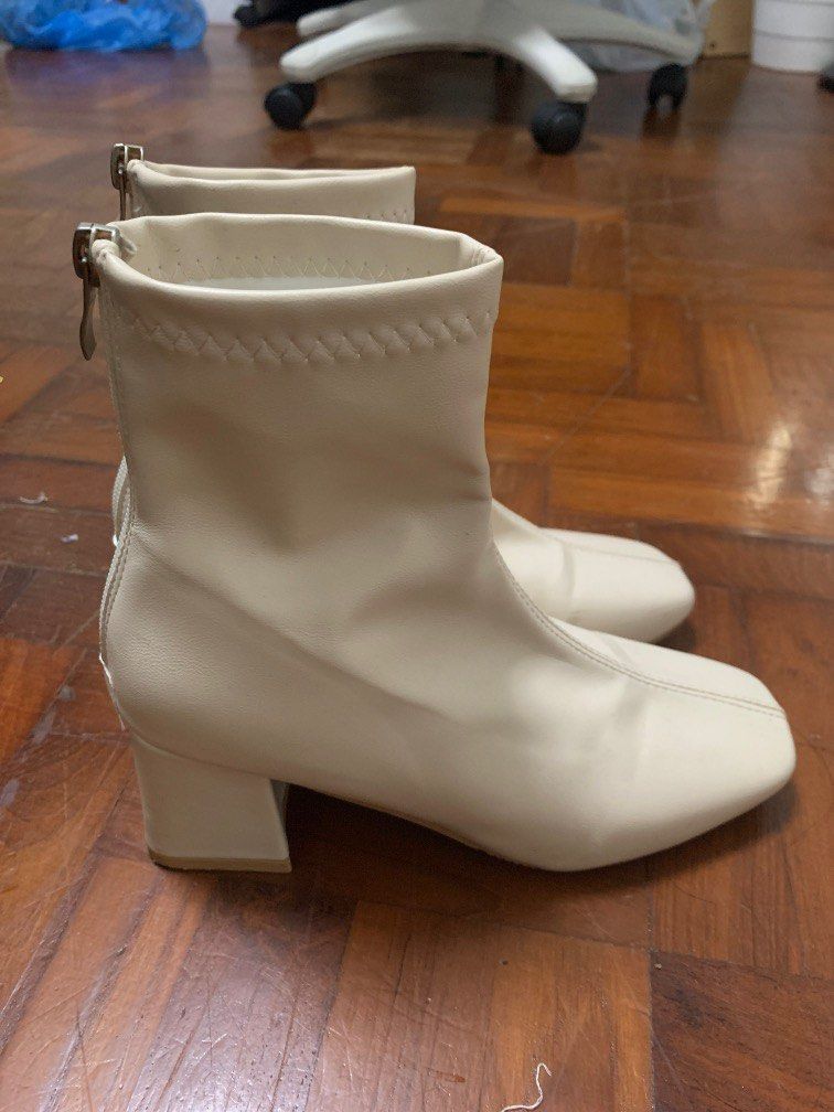 White best sale leather boot