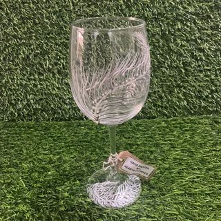 Wine Goblet Crystal Glass Gray White Peacock Feather Handpainted Long Stemmed 500ml, 9.25” x 3” inches, 1pc available - P399.00