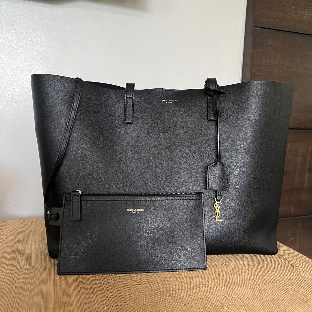 E/W YSL Monogram Leather Shopping Tote Bag