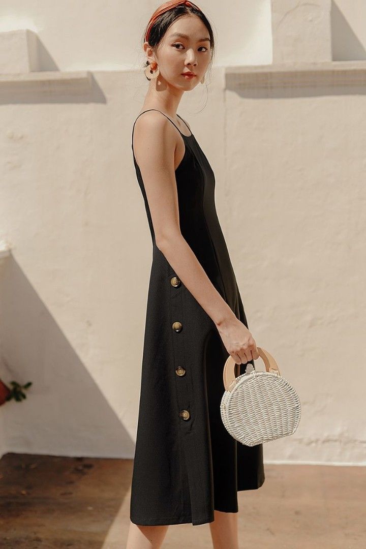 ZABBY BUTTON MIDI IN BLACK Women s Fashion Dresses Sets