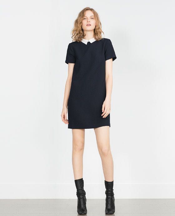 Black mini dress with white collar best sale