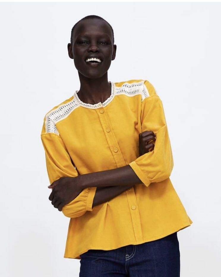 Zara Corduroy Blouse in Mustard Women s Fashion Tops Blouses on Carousell