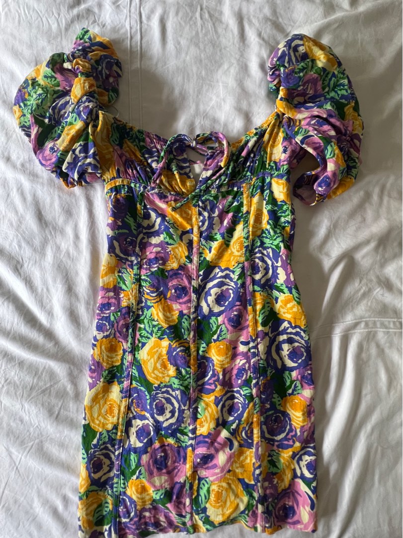 strapless open back dress Floral Maternity/Nursing Wrap-Front Dress Denim / X-Large main image 0