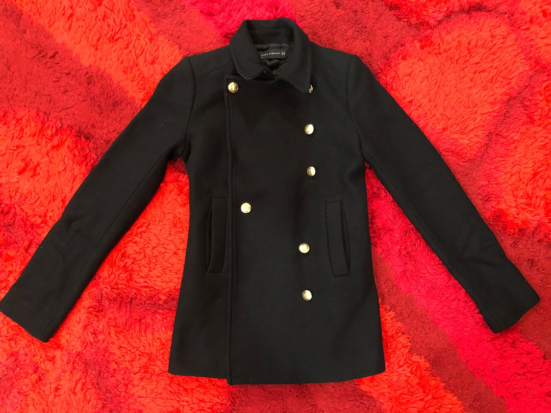 Zara black online peacoat