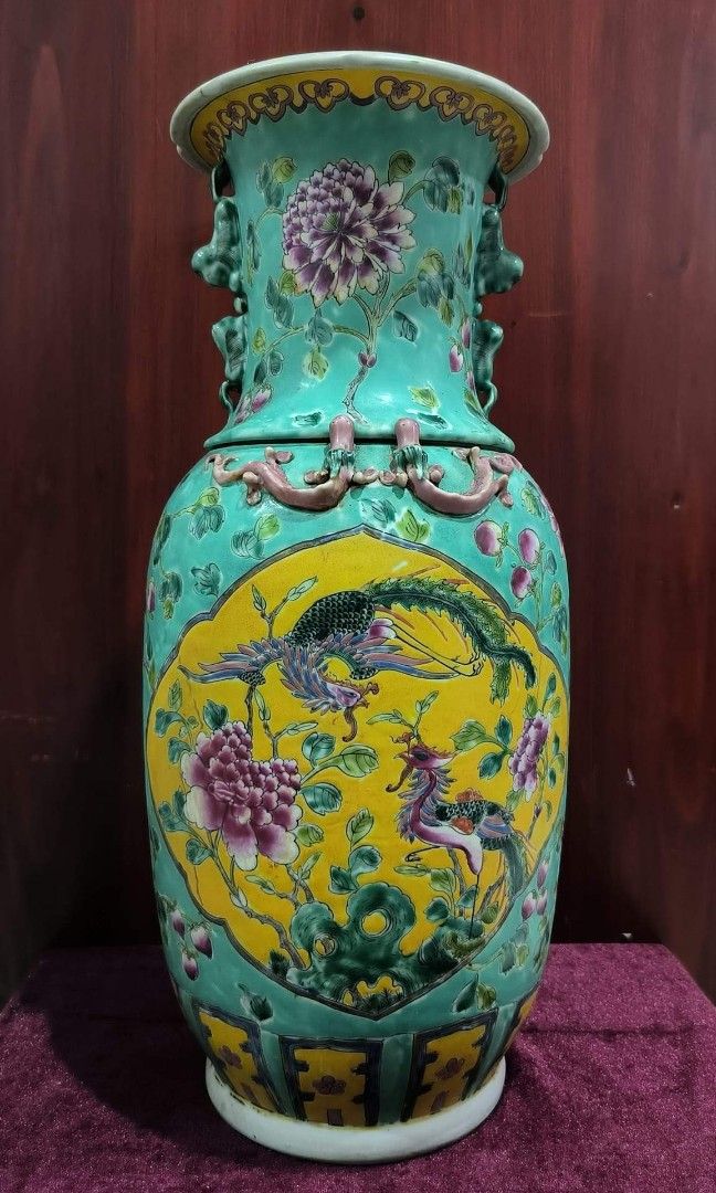 🎉18寸早期娘惹凤凰牡丹纹花瓶🎉, 🎉18-inch Hand-painted NyonyaWare Vase 🎉