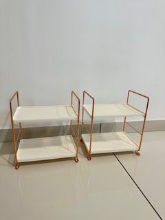 2 Tier Small Table Rack Organiser Rose Gold Metal Frame 2 units