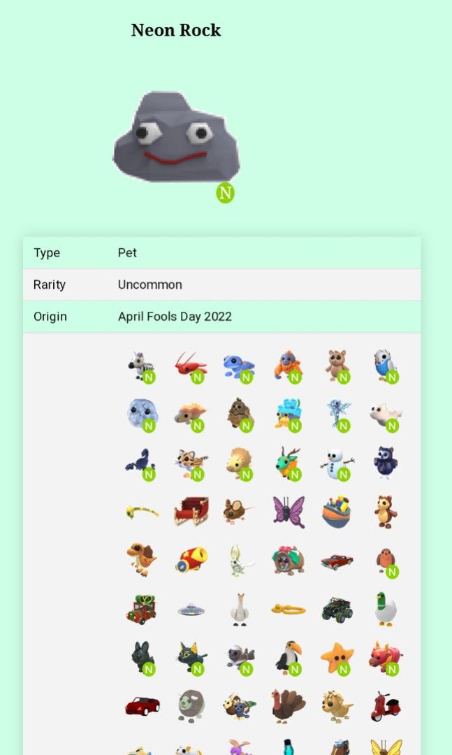 4 rocks adopt me pet, Video Gaming, Gaming Accessories, InGame