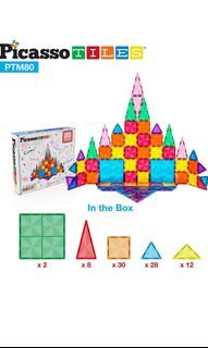 Today Sale 80 pcs mini magnetic tiles Picasso tiles