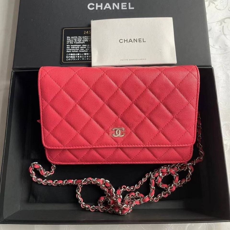 Chanel caviar wallet on chain woc flap bag, Luxury, Bags & Wallets