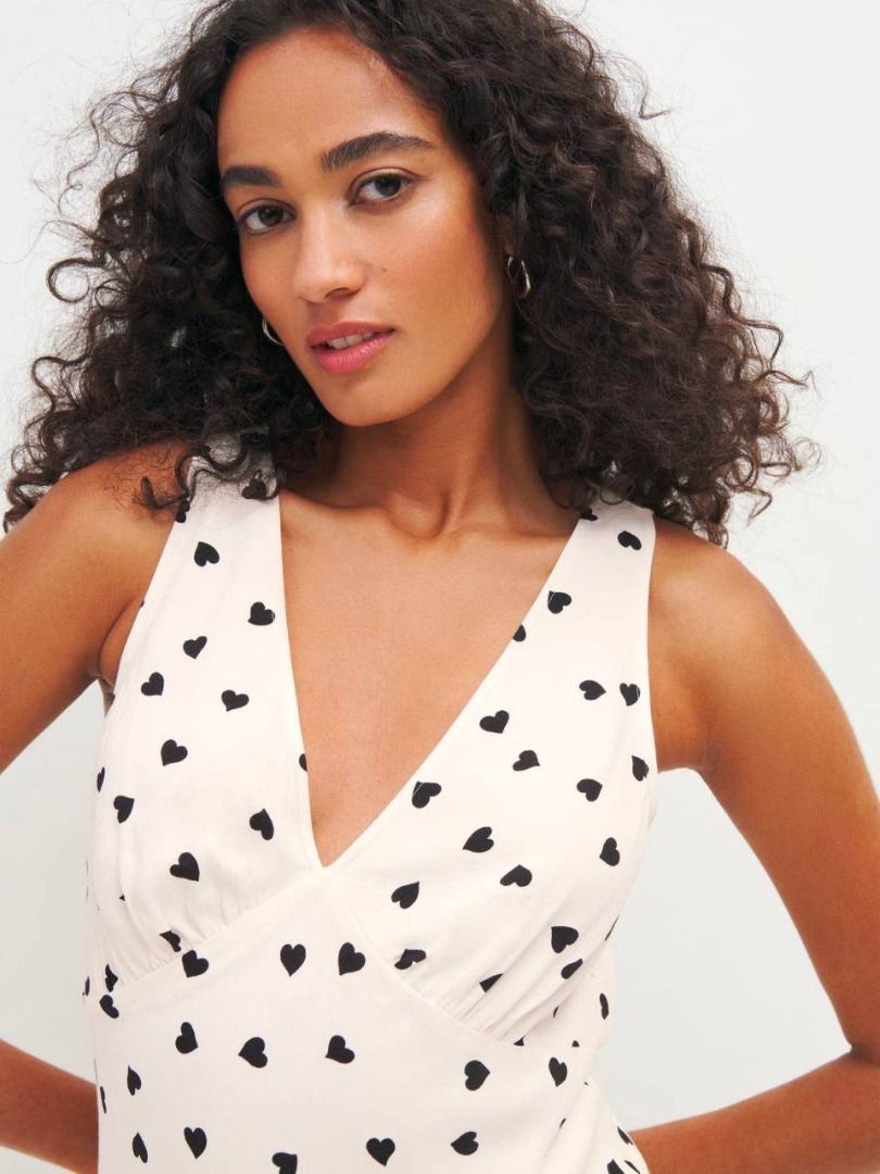White dress with black hearts on sale