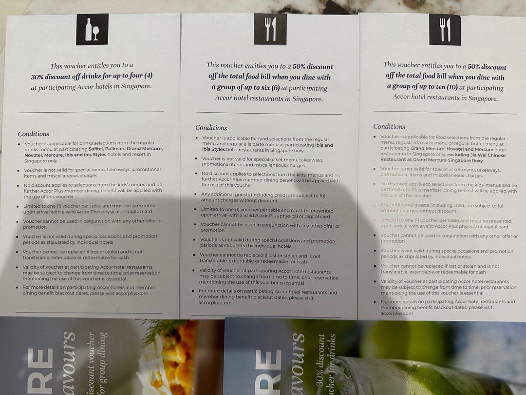 Accor plus food and drink voucher 50%, Tickets & Vouchers, Vouchers on ...