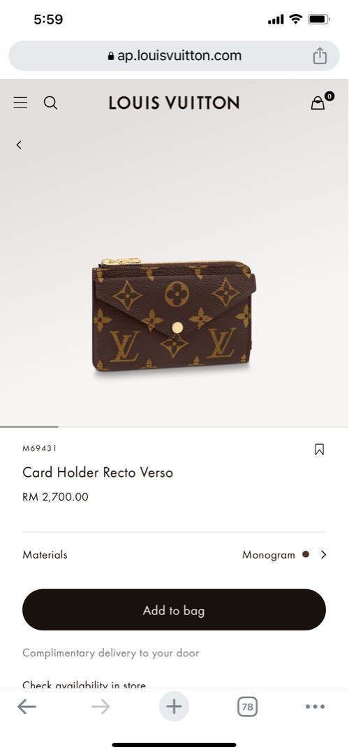 Shop Louis Vuitton 2023 SS Card holder recto verso (M69431) by