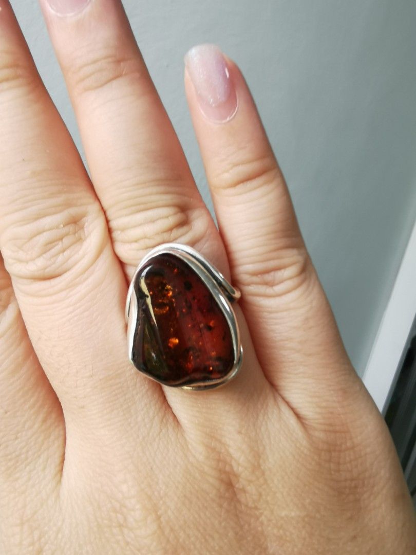 Genuine amber rings sales