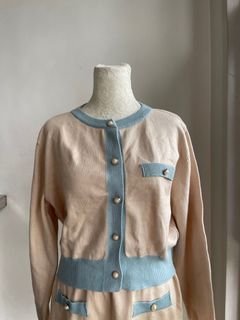 Beige cardigan + skirt set