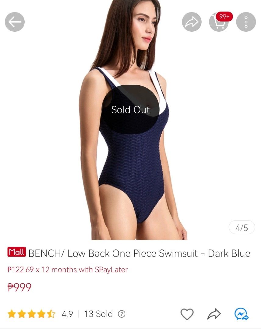 BENCH One Piece Swimsuit Low Back Brand New Women s Fashion Swimwear Bikinis Swimsuits on Carousell