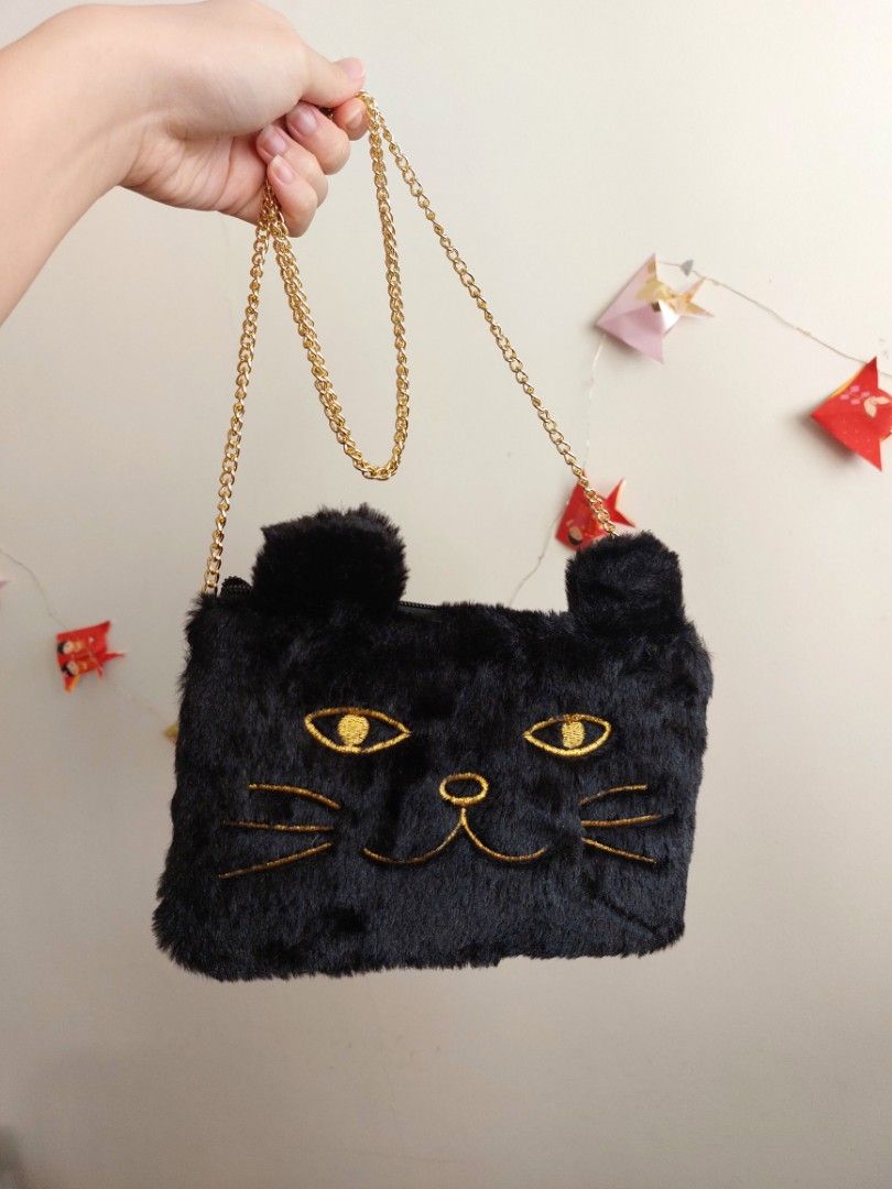 Black Cat Sling Bag Women s Fashion Bags Wallets Cross body