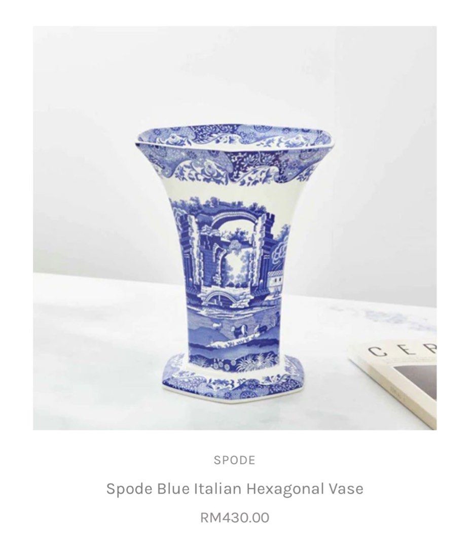 Blue spode vase, Furniture & Home Living, Home Decor, Other Home Decor on Carousell
