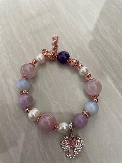 BN Amethyst Pink Quartz Crystal Bracelet