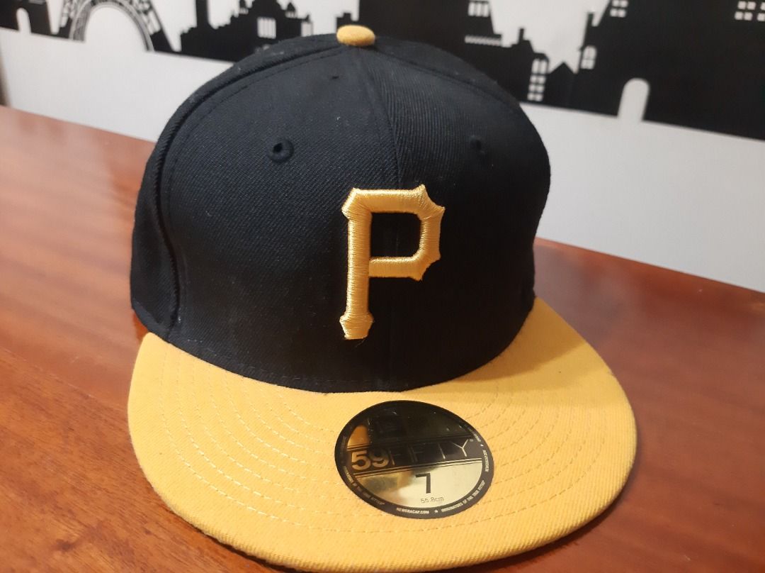 Pittsburgh Pirates Hat Cap Blue Black Brim New Era Adult 7 1/4 59Fifty Wool