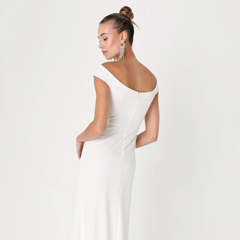 White crepe evening gown sale
