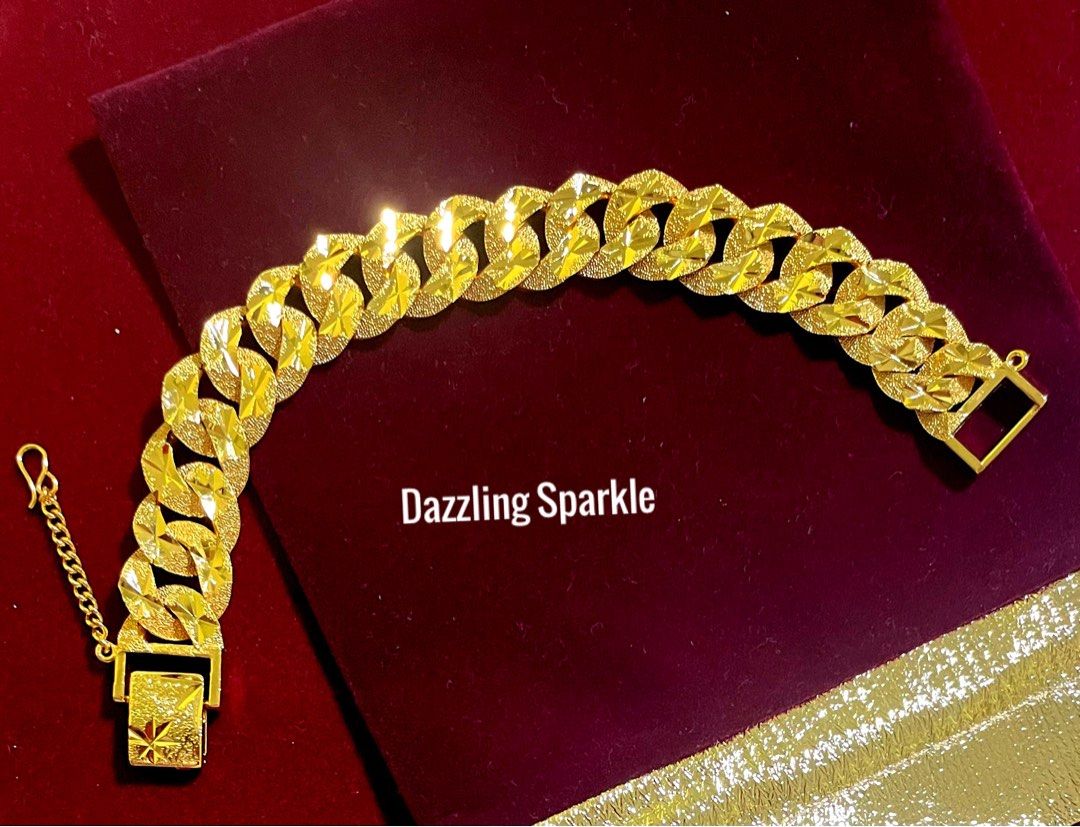 Bracelet Men 100 premium 916 Gold Plated Star Diamond design