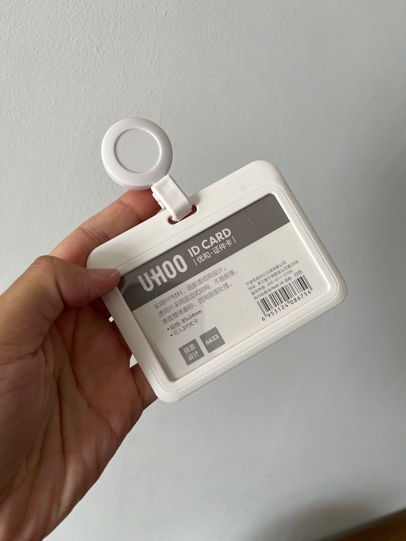 Brand new ID card holder with draw string spring retractable white ...