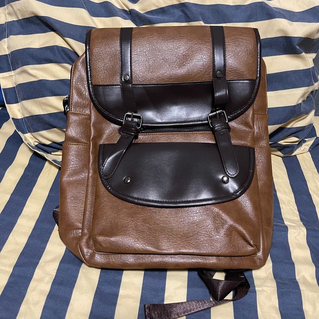 Brown Leather Backpack Men s Fashion Bags Backpacks on Carousell