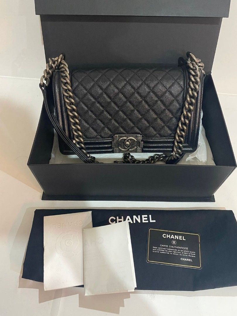 Chanel Boy black RHW small seri 23 complete set box db holo card receipt 2017 rzbg