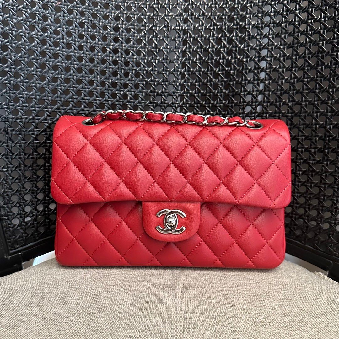 Chanel Classic Flap Small Lambskin Red SHW, Luxury, Bags & Wallets on  Carousell