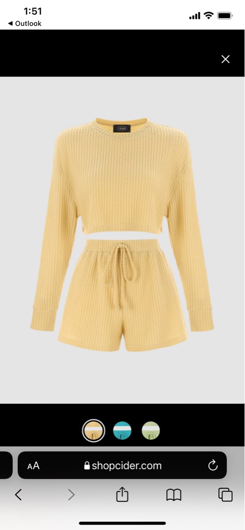 Cider Yellow Rib Soft Set Yellow, Women's Fashion, Dresses & Sets