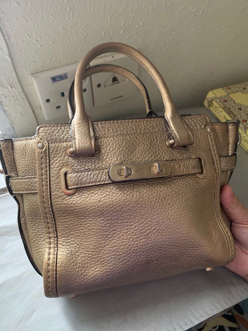 Coach Swagger Mini in Gold, Women's Fashion, Bags u0026 Wallets, Cross-body Bags  on Carousell