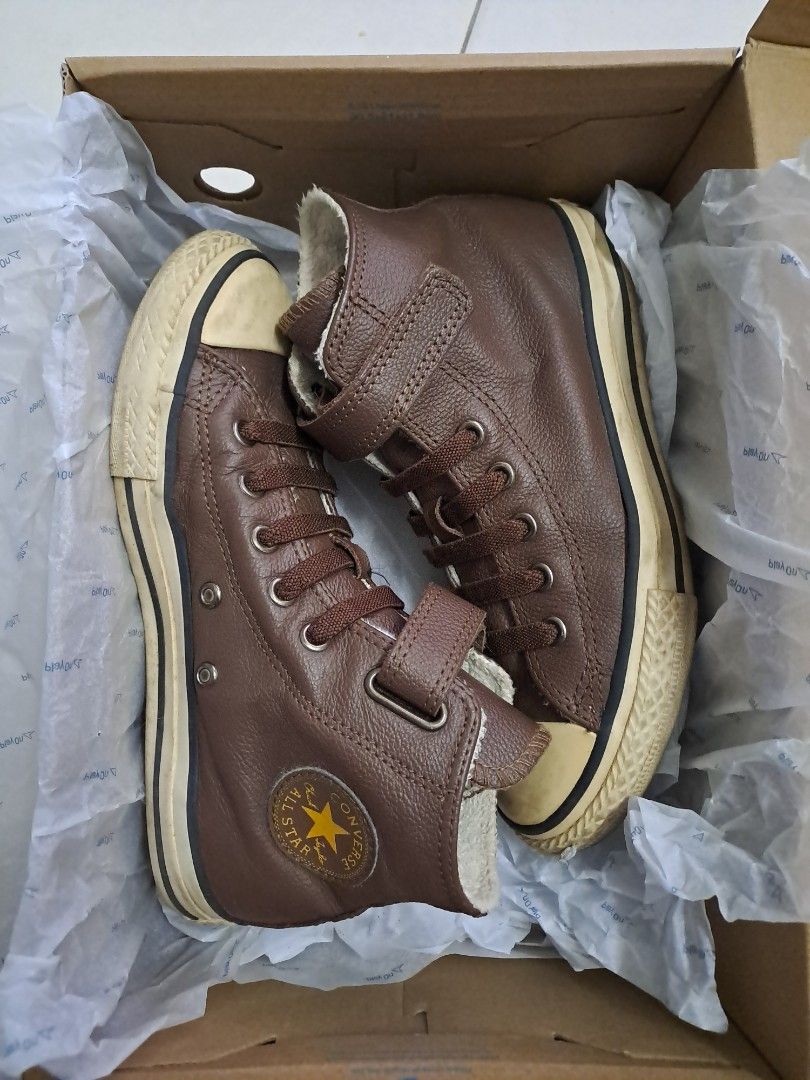 Brown leather converse for best sale kids