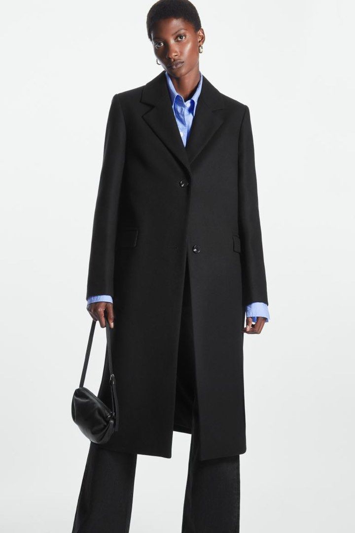 Cos single breasted wool blend coat