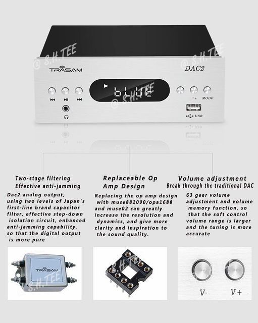 DAC 2 Decoder Trasam Flac Ape Wav Player for HiFi Amplifier, Audio ...