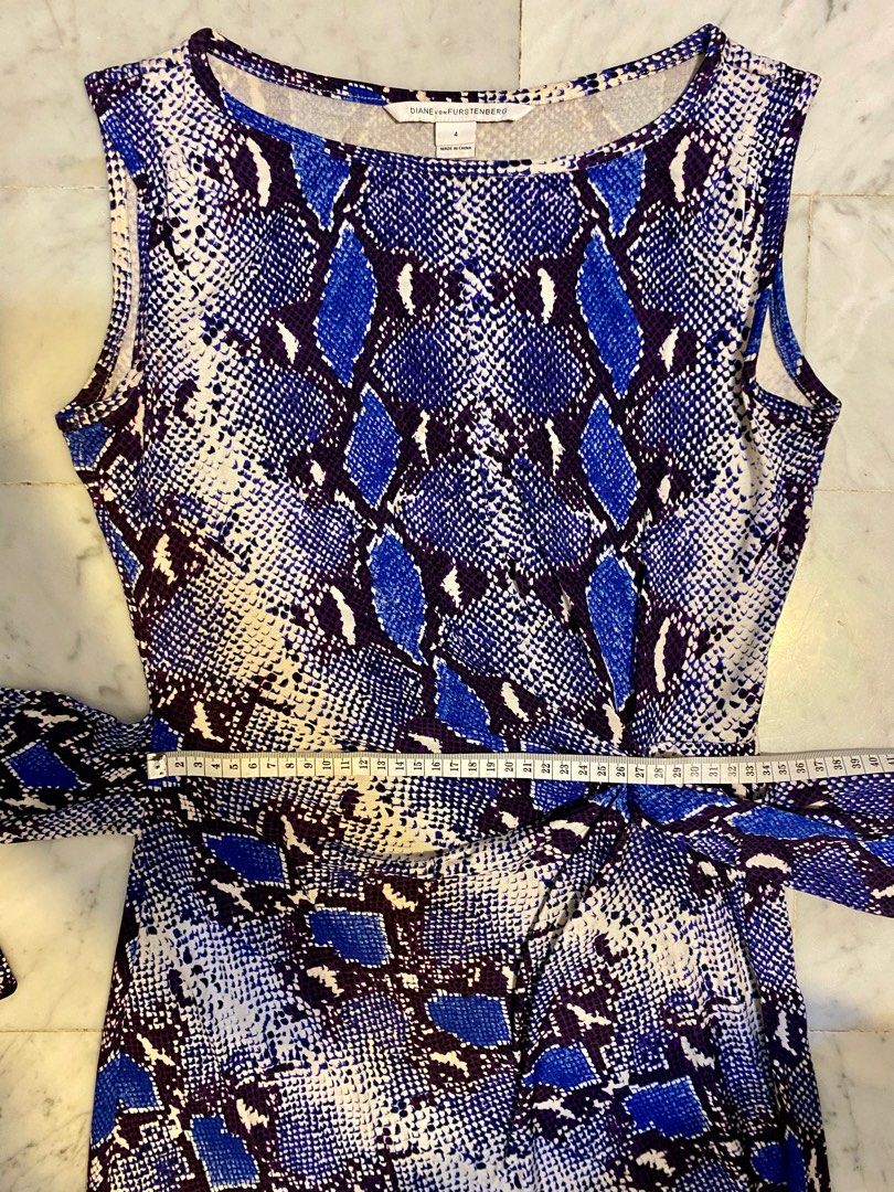 DVF Diane von Furstenberg Della Dress blue python Women s Fashion