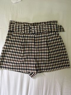 Forever 21 Brown Gingham Shorts with Belt