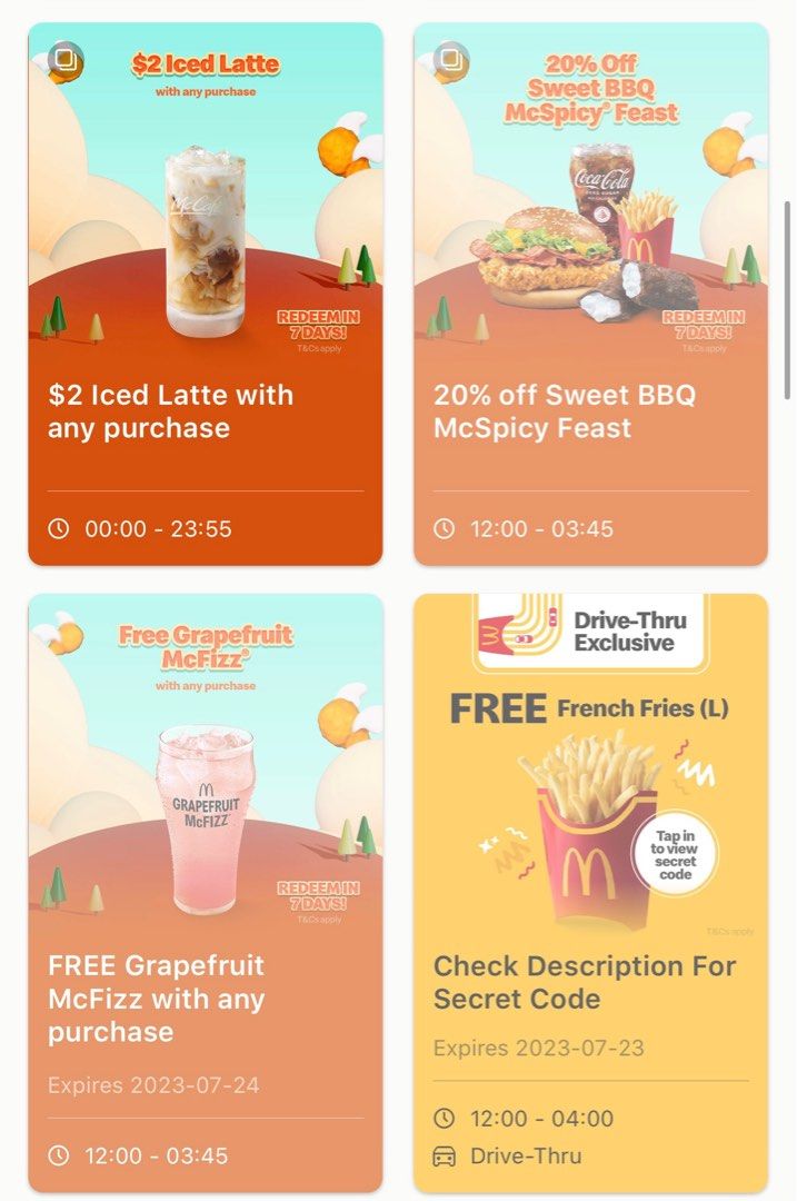 FREE Mcdonalds Vouchers, Tickets & Vouchers, Vouchers on Carousell