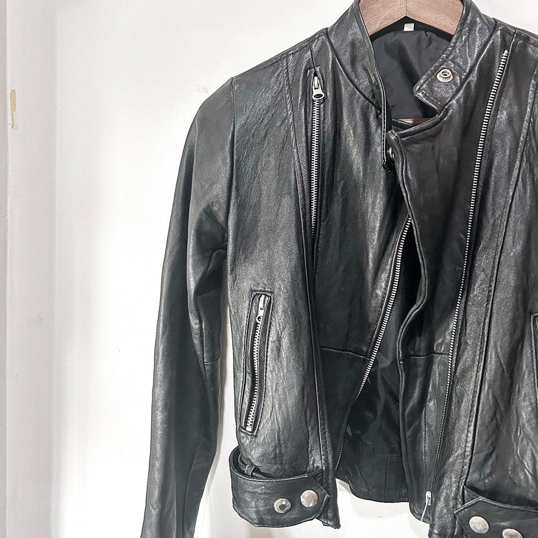 Genuine leather outlet moto jacket