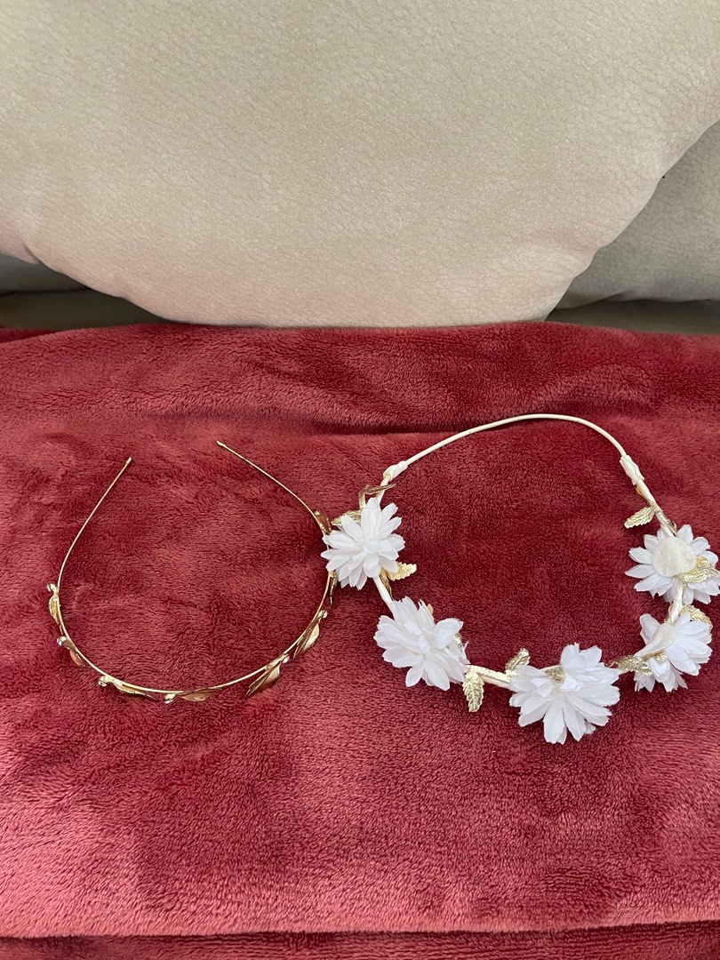 Gold Leaf Headband w/ free flower crown headband, Women's Fashion