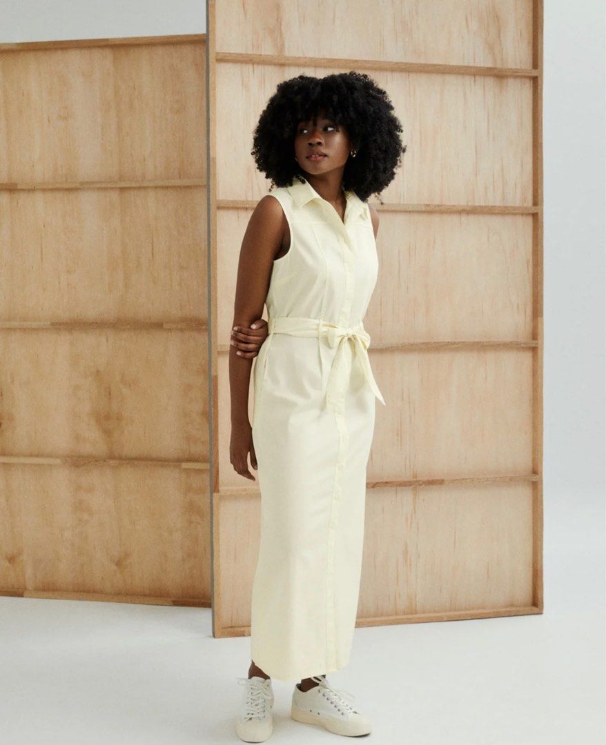 Sleeveless collared 2025 shirt dress