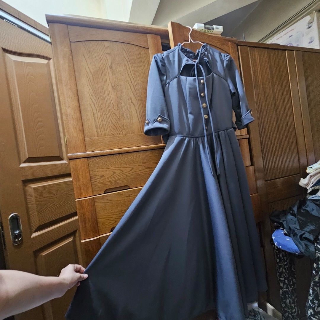 grey custom made church dress