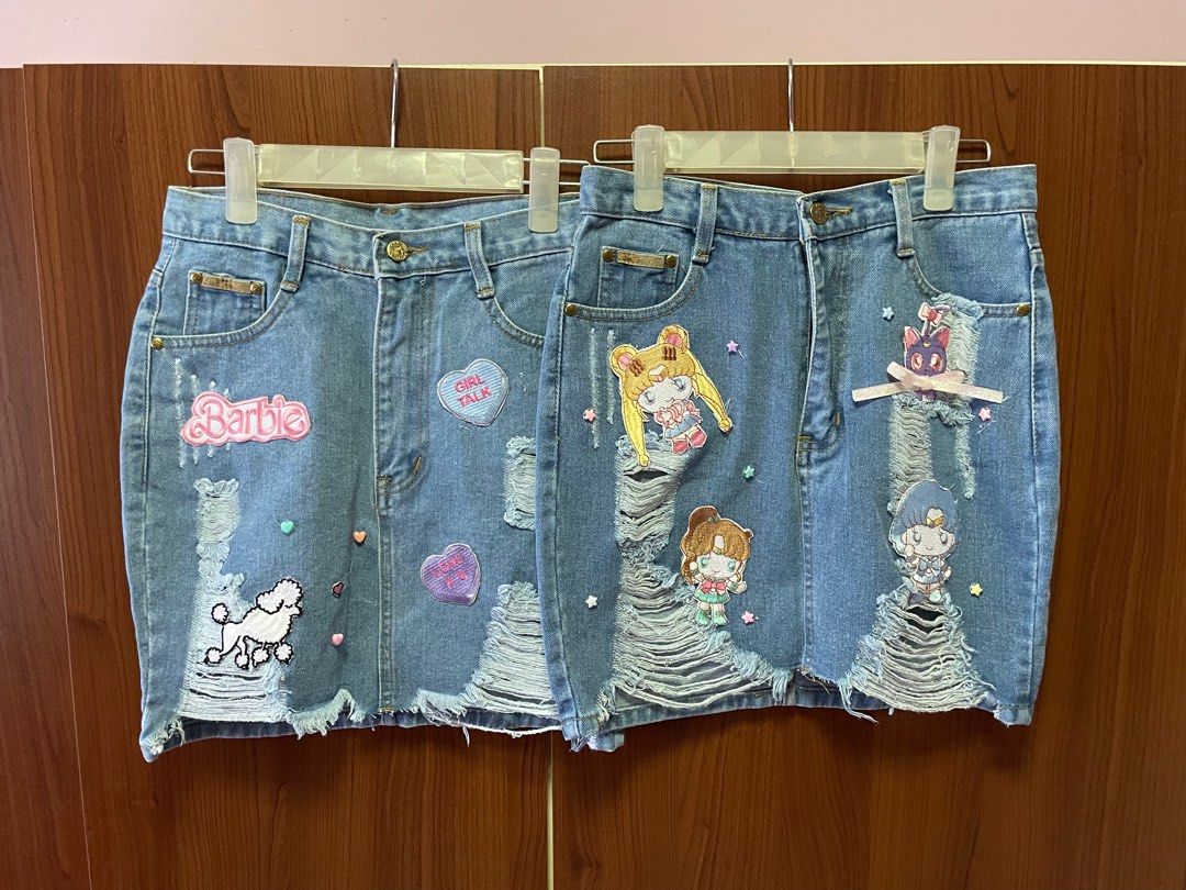 Handmade Cute denim skirt, Women's Fashion, Bottoms, Skirts on