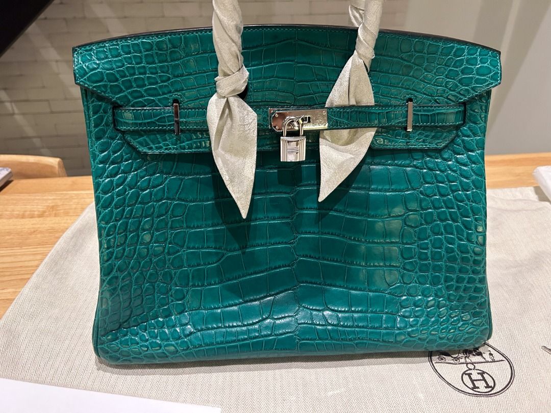 Hermes Birkin bag 35 Malachite Epsom leather Silver hardware