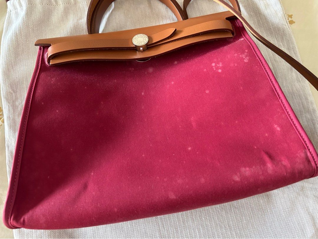 Hermès Red Canvas and Leather Herbag 31