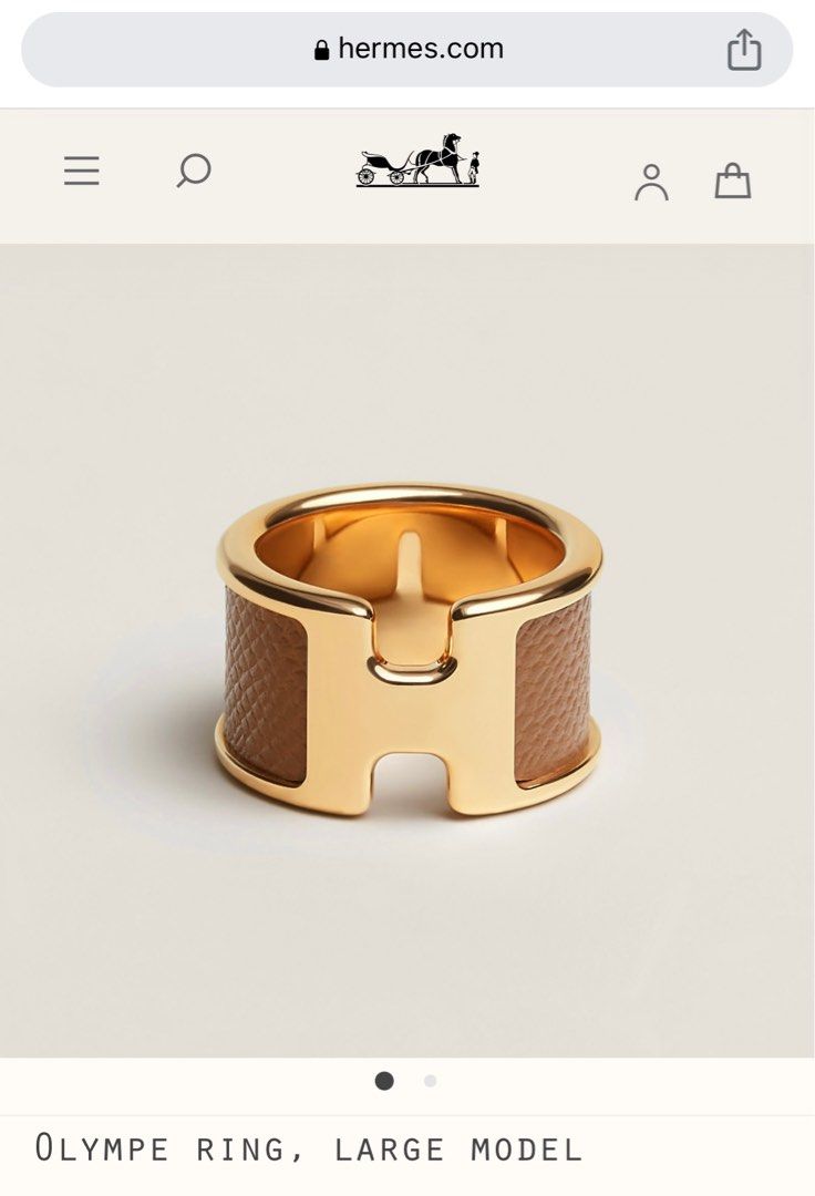 Hermes Olympe Ring large model Hermes ring gold hardware gold leather H ring with gold Madame calfskin gold plated hardware XS Hermes accessories