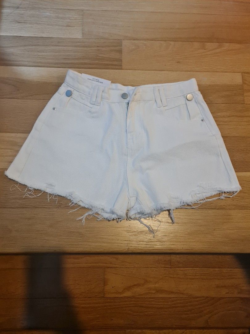 High Waisted Distressed White Denim Shorts Women s Fashion