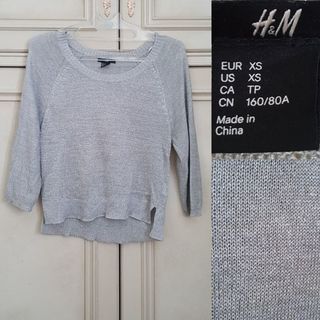 H&M Metallic Thread Medium Sleeves Top // Pakaian Wanita