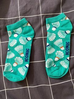 ICONIC Teal Badminton Patterned Ankle Socks