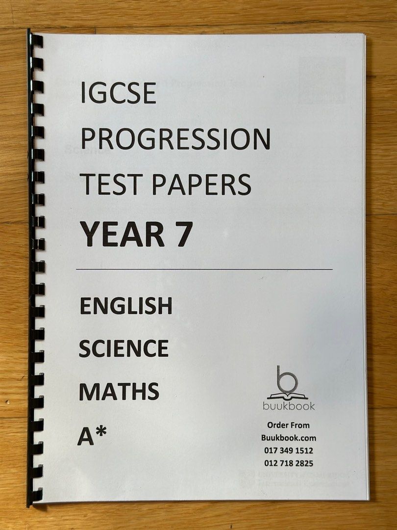 IGCSE PROGRESSION TEST PAPER: Year 7 - Buukbook, Hobbies & Toys, Books ... image.