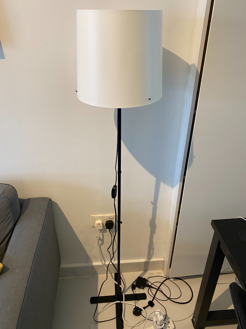 IKEA BARLAST Floor lamp, black/white, 150 cm, Furniture & Home Living